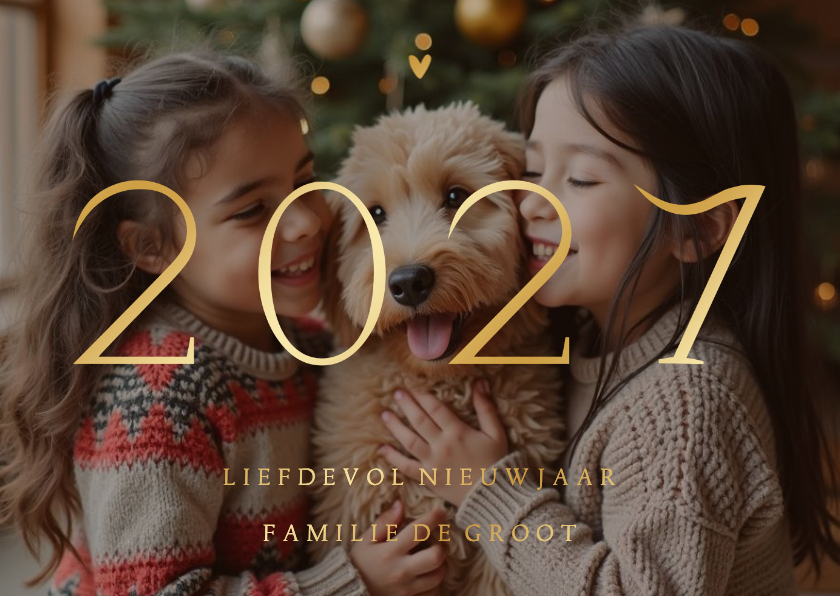Nieuwjaarskaart 2027 transparante foto met goudfolie - Nieuwjaarskaarten Nieuwjaarskaarten - Nieuwjaarskaart 2027 transparante foto met goudfolie