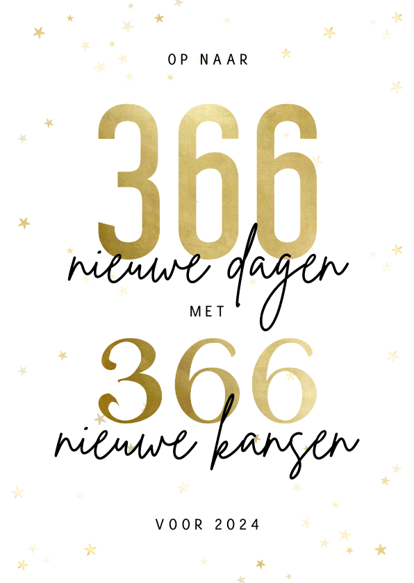 Nieuwjaarskaarten - Nieuwjaarskaart 366 nieuwe dagen met 366 nieuwe kansen