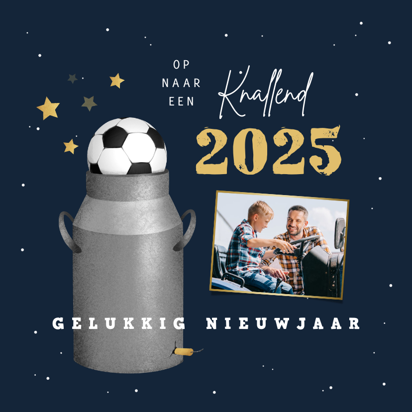 Nieuwjaarskaart carbid schieten vuurwerk Kaartje2go