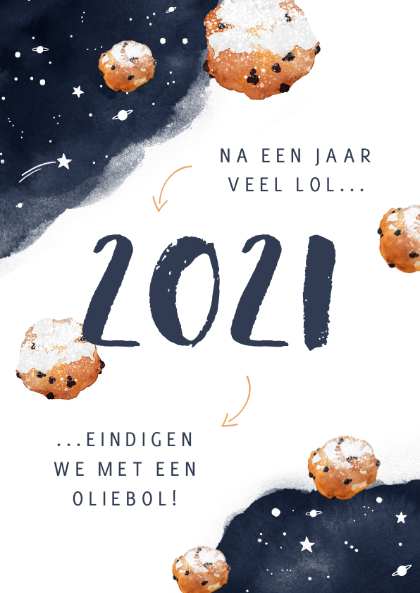Nieuwjaarskaart corona oliebol 2021 2022 sterren - Nieuwjaarskaarten Nieuwjaarskaarten - Nieuwjaarskaart corona oliebol 2021 2022 sterren
