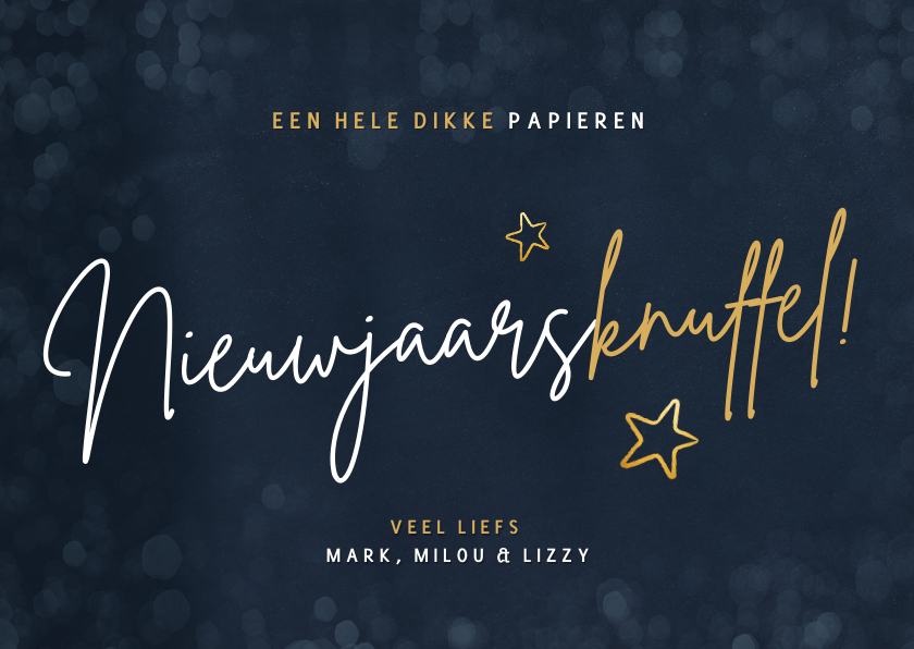 Nieuwjaarskaarten - Nieuwjaarskaart - dikke papieren nieuwjaarsknuffel