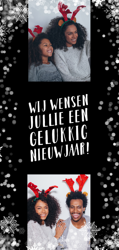 Nieuwjaarskaart, flitsende sterren met 2 foto's - Nieuwjaarskaarten Nieuwjaarskaarten - Nieuwjaarskaart, flitsende sterren met 2 foto's