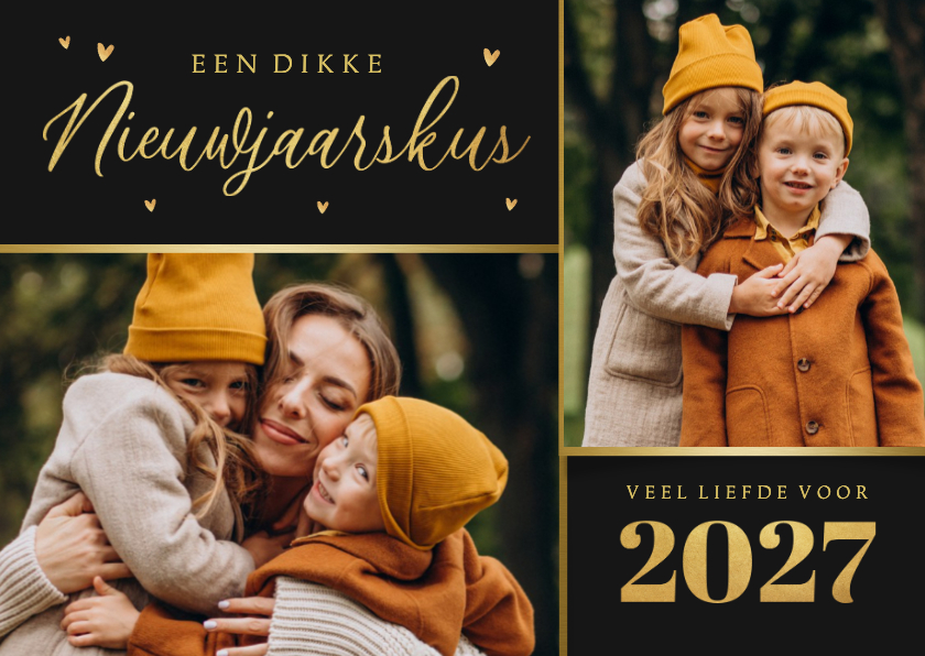 Nieuwjaarskaart foto goud 2027 liefde nieuwjaarskus - Nieuwjaarskaarten Nieuwjaarskaarten - Nieuwjaarskaart foto goud 2027 liefde nieuwjaarskus