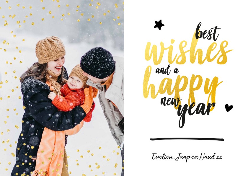 Nieuwjaarskaart - foto met glitter en gouden letters - Nieuwjaarskaarten Nieuwjaarskaarten - Nieuwjaarskaart - foto met glitter en gouden letters