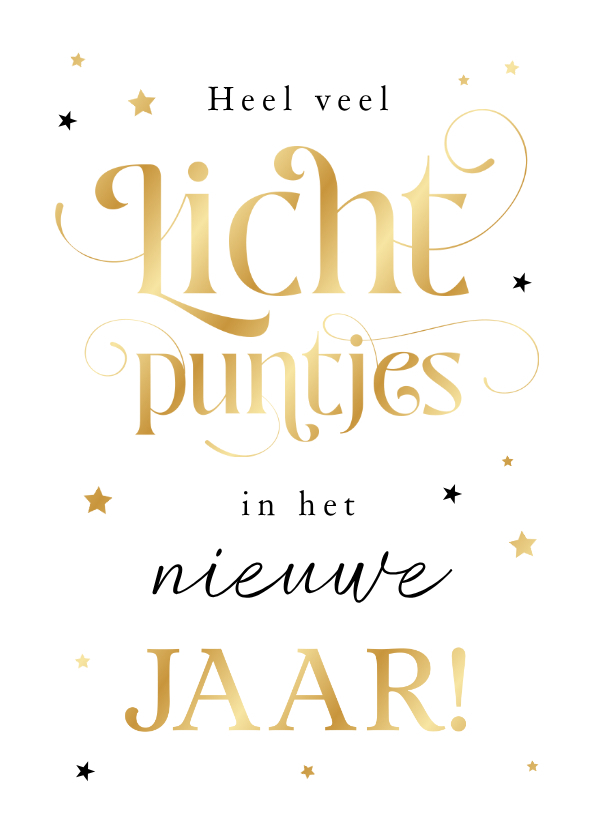 Nieuwjaarskaart goud lichtpuntjes in het nieuwe jaar sterren - Nieuwjaarskaarten Nieuwjaarskaarten - Nieuwjaarskaart goud lichtpuntjes in het nieuwe jaar sterren