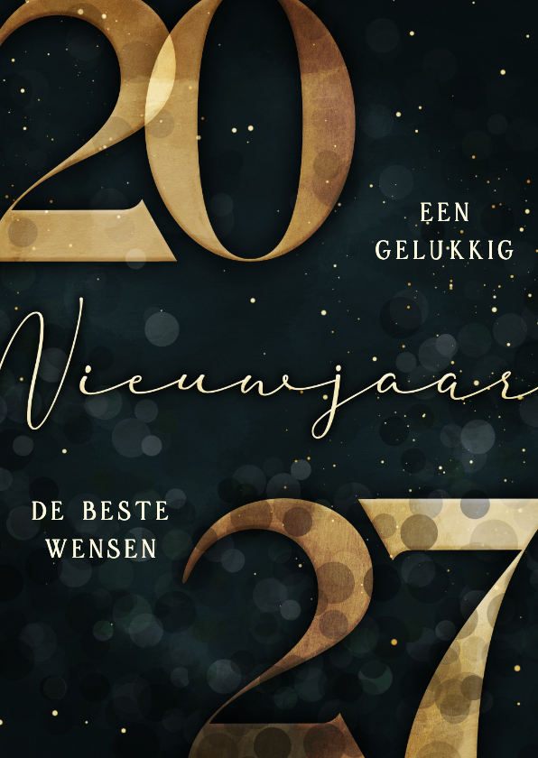 Nieuwjaarskaart gouden 2027 donkergroen stijlvol - Nieuwjaarskaarten Nieuwjaarskaarten - Nieuwjaarskaart gouden 2027 donkergroen stijlvol
