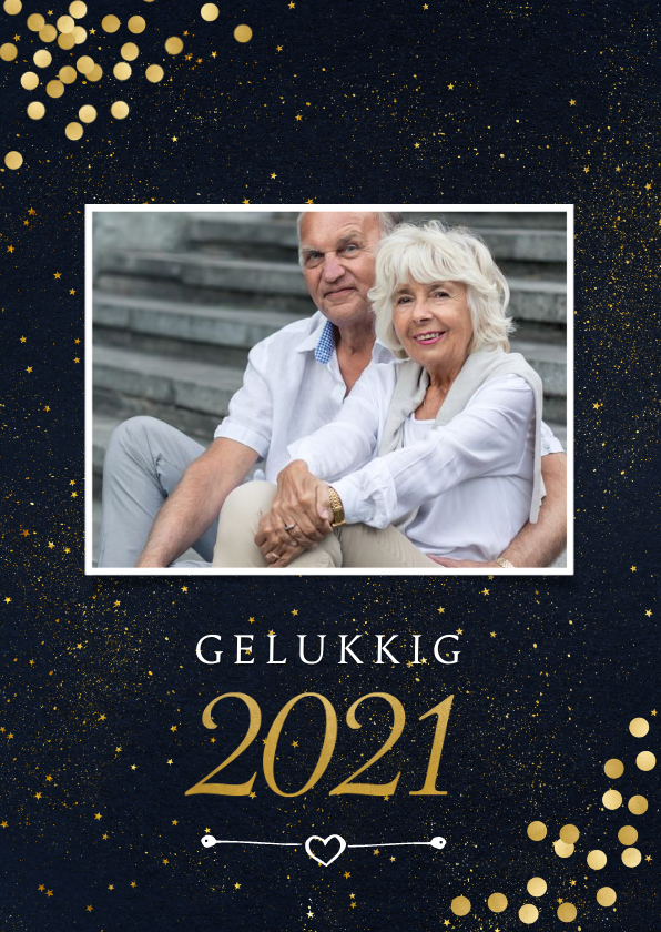 Nieuwjaarskaart gouden sterrenhemel - Nieuwjaarskaarten Nieuwjaarskaarten - Nieuwjaarskaart gouden sterrenhemel