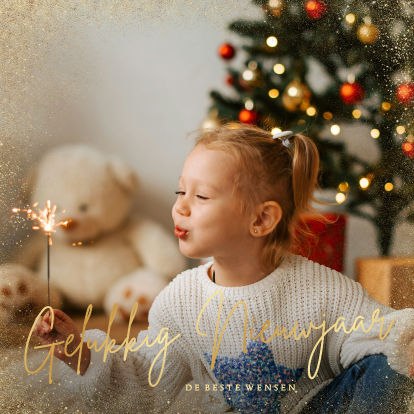 Nieuwjaarskaart grote foto gouden rand gelukkig nieuwjaar - Nieuwjaarskaarten Nieuwjaarskaarten - Nieuwjaarskaart grote foto gouden rand gelukkig nieuwjaar