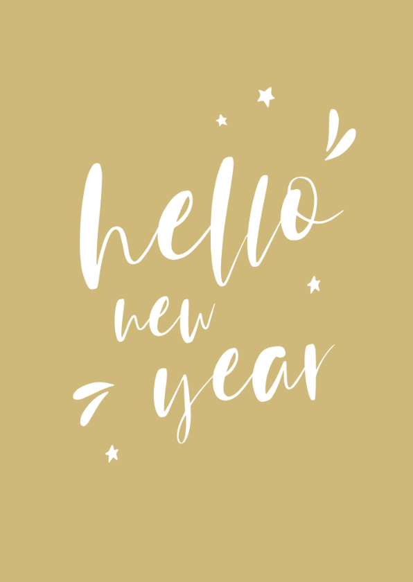 Nieuwjaarskaarten - Nieuwjaarskaart handlettering hello new year