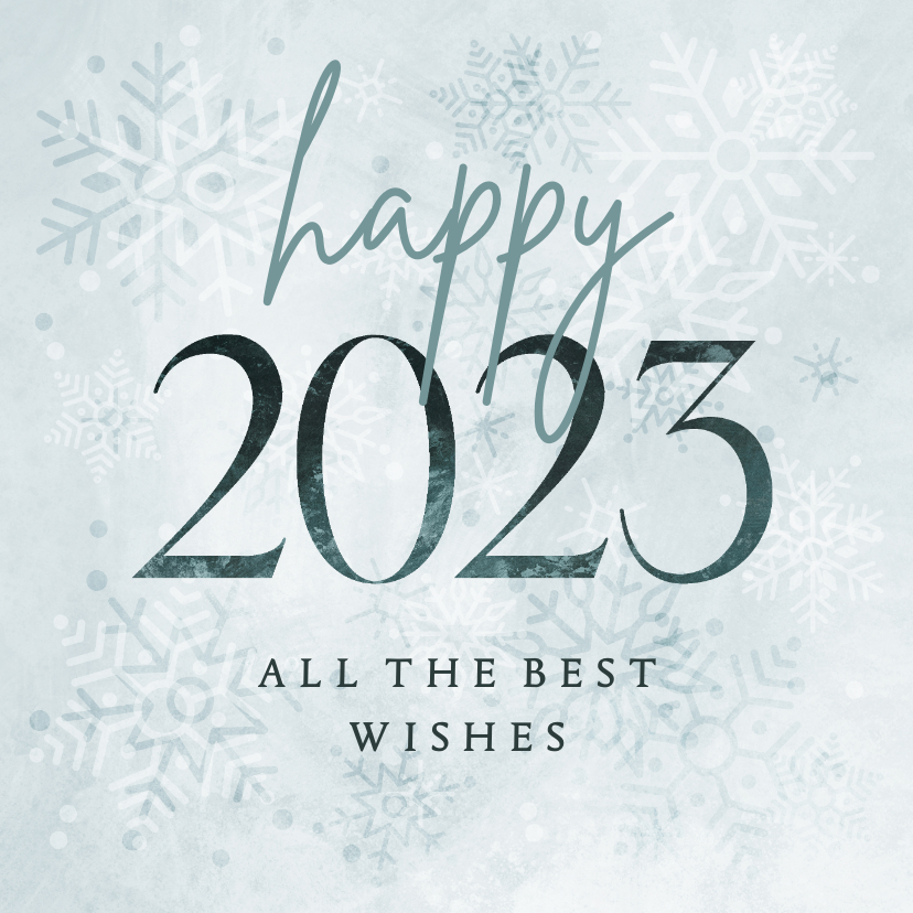 Nieuwjaarskaarten - Nieuwjaarskaart happy 2022 lichtblauw met sneeuwvlokken
