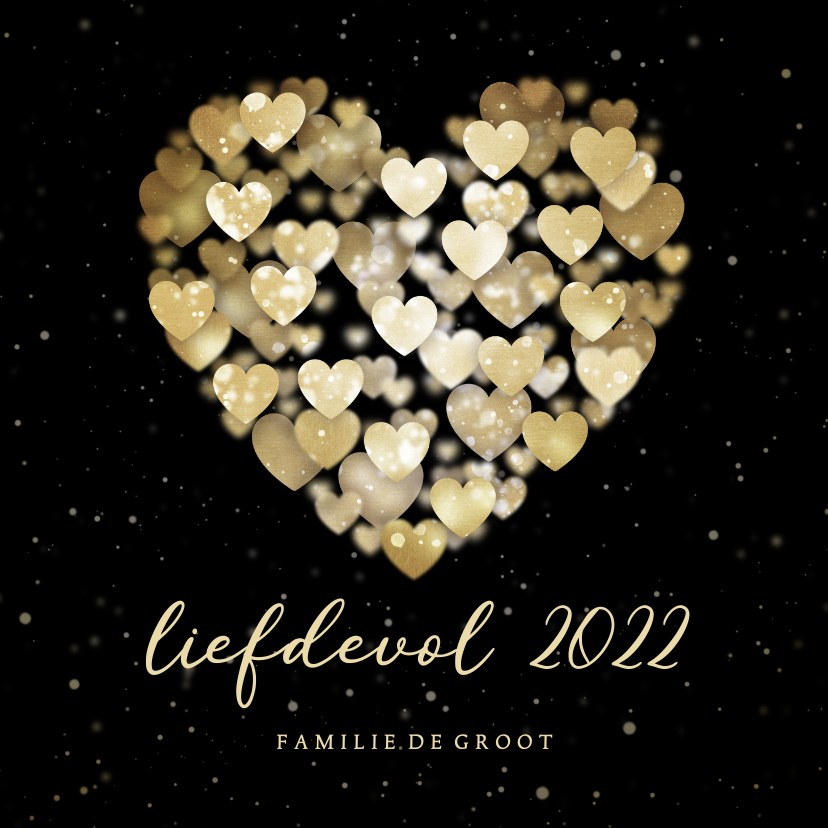 Nieuwjaarskaarten -  Nieuwjaarskaart hart van hartjes liefdevol 2022