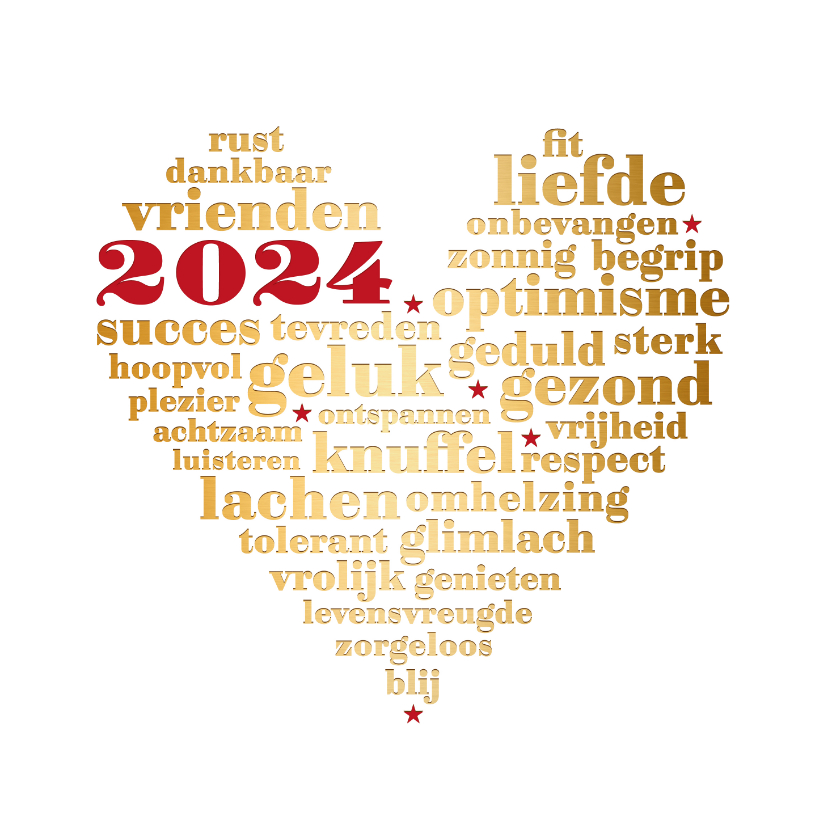 Nieuwjaarskaart hart van wensen - Nieuwjaarskaarten Nieuwjaarskaarten - Nieuwjaarskaart hart van wensen