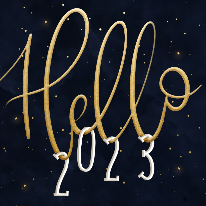 Nieuwjaarskaarten - Nieuwjaarskaart 'Hello 2022' geschreven