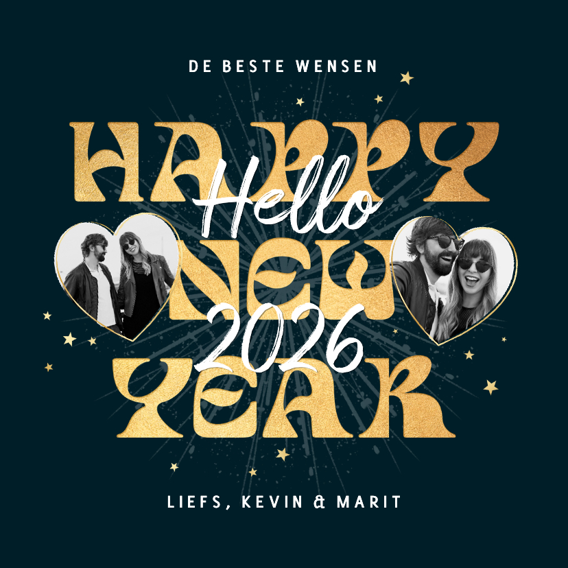 Nieuwjaarskaart hello 2027 goud vuurwerk sterretjes foto's - Nieuwjaarskaarten Nieuwjaarskaarten - Nieuwjaarskaart hello 2027 goud vuurwerk sterretjes foto's