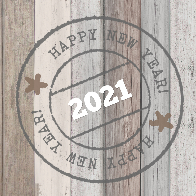 Nieuwjaarskaart hout poststempel - Nieuwjaarskaarten Nieuwjaarskaarten - Nieuwjaarskaart hout poststempel