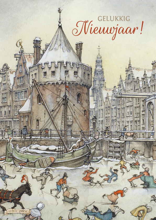 Nieuwjaarskaart ijstafereel Amsterdam - Nieuwjaarskaarten Nieuwjaarskaarten - Nieuwjaarskaart ijstafereel Amsterdam