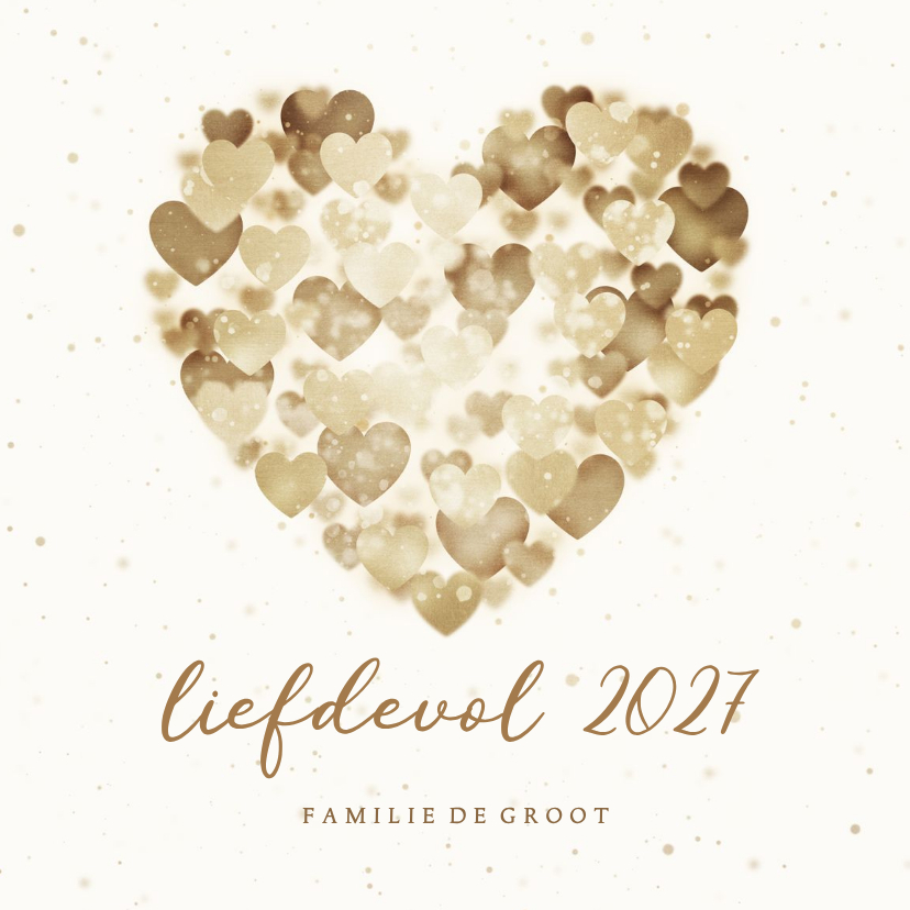 Nieuwjaarskaart liefdevol 2027 hart van hartjes - Nieuwjaarskaarten Nieuwjaarskaarten - Nieuwjaarskaart liefdevol 2027 hart van hartjes