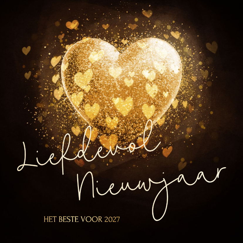 Nieuwjaarskaart liefdevol nieuwjaar met sprankelend hart - Nieuwjaarskaarten Nieuwjaarskaarten - Nieuwjaarskaart liefdevol nieuwjaar met sprankelend hart