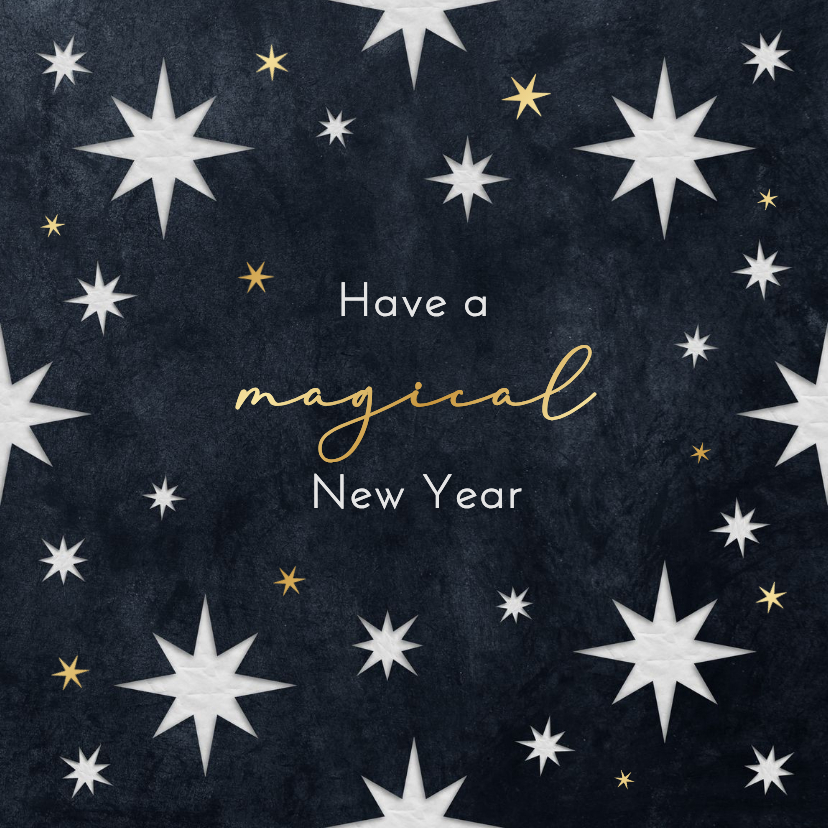 Nieuwjaarskaart magical new year sterren goud beste wensen - Nieuwjaarskaarten Nieuwjaarskaarten - Nieuwjaarskaart magical new year sterren goud beste wensen