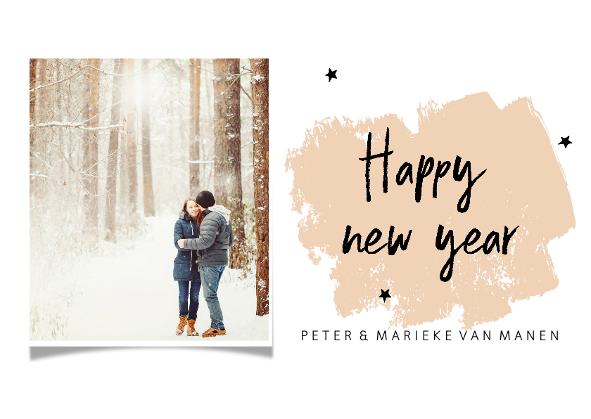 Nieuwjaarskaart met brush en eigen foto - Nieuwjaarskaarten Nieuwjaarskaarten - Nieuwjaarskaart met brush en eigen foto