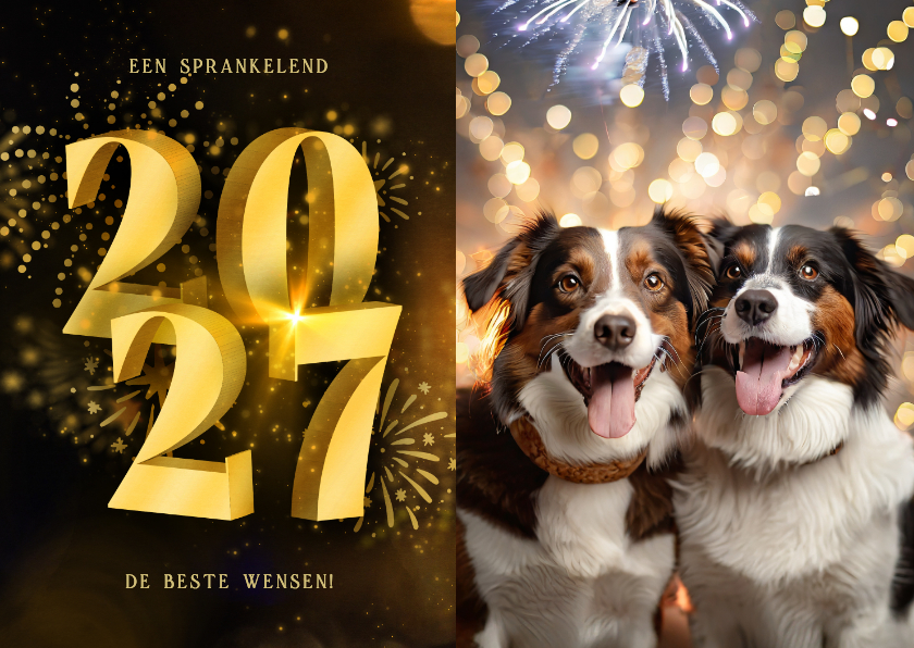 Nieuwjaarskaart met foto 2027 3D en vuurwerk - Nieuwjaarskaarten Nieuwjaarskaarten - Nieuwjaarskaart met foto 2027 3D en vuurwerk