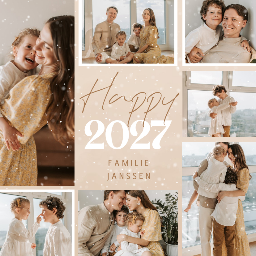Nieuwjaarskaart met fotocollage happy 2027 - Nieuwjaarskaarten Nieuwjaarskaarten - Nieuwjaarskaart met fotocollage happy 2027