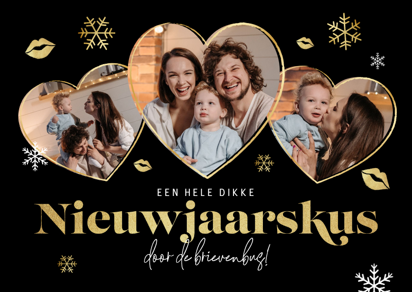 Nieuwjaarskaart nieuwjaarskus brievenbus foto sneeuw kusjes - Nieuwjaarskaarten Nieuwjaarskaarten - Nieuwjaarskaart nieuwjaarskus brievenbus foto sneeuw kusjes