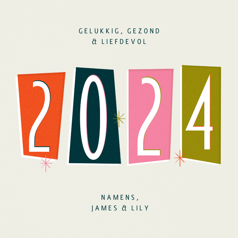 Nieuwjaarskaarten - Nieuwjaarskaart retro groot jaartal 2023