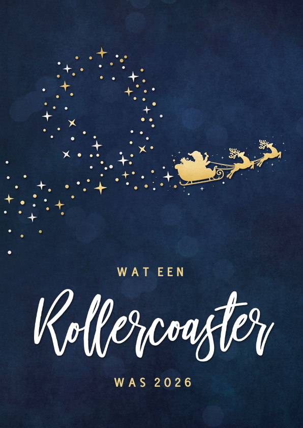 Nieuwjaarskaarten - Nieuwjaarskaart - rollercoaster jaar 2026 arreslee op de kop