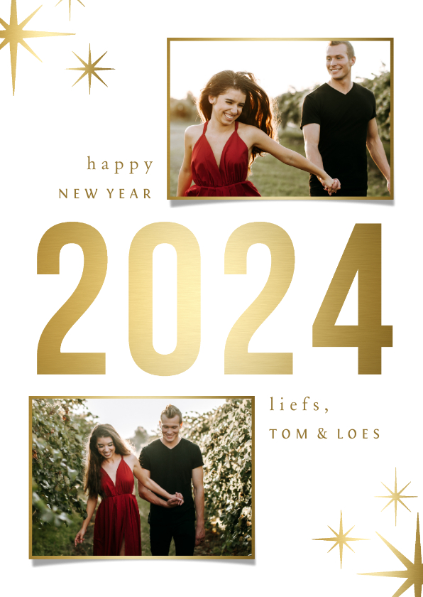 Nieuwjaarskaarten - Nieuwjaarskaart sparkle '2024' 2 foto's