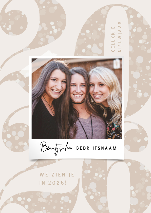 Nieuwjaarskaarten - Nieuwjaarskaart sparkle 2026 cijfers foto champagne kleur