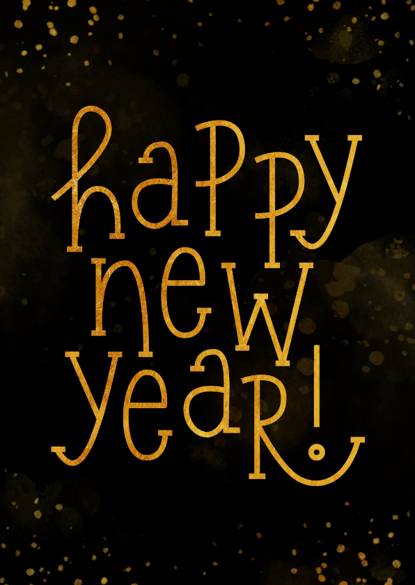 Nieuwjaarskaarten - Nieuwjaarskaart speelse typografie Happy New Year