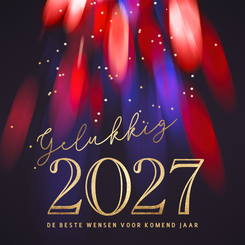 Nieuwjaarskaart stijlvol licht vuurwerk 2027 - Nieuwjaarskaarten Nieuwjaarskaarten - Nieuwjaarskaart stijlvol licht vuurwerk 2027