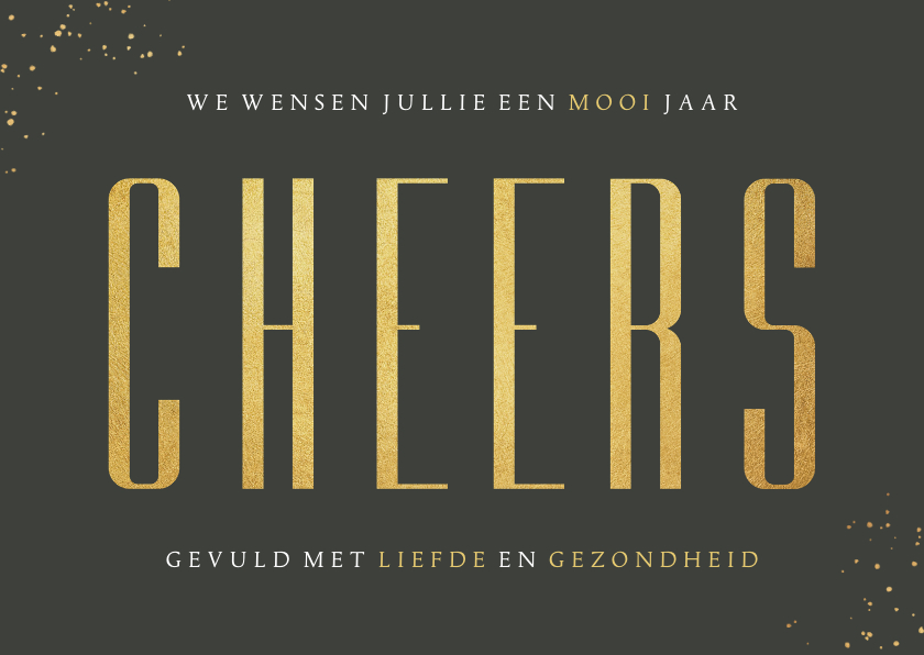 Nieuwjaarskaart stijlvol olijfgroen goud foto cheers - Nieuwjaarskaarten Nieuwjaarskaarten - Nieuwjaarskaart stijlvol olijfgroen goud foto cheers