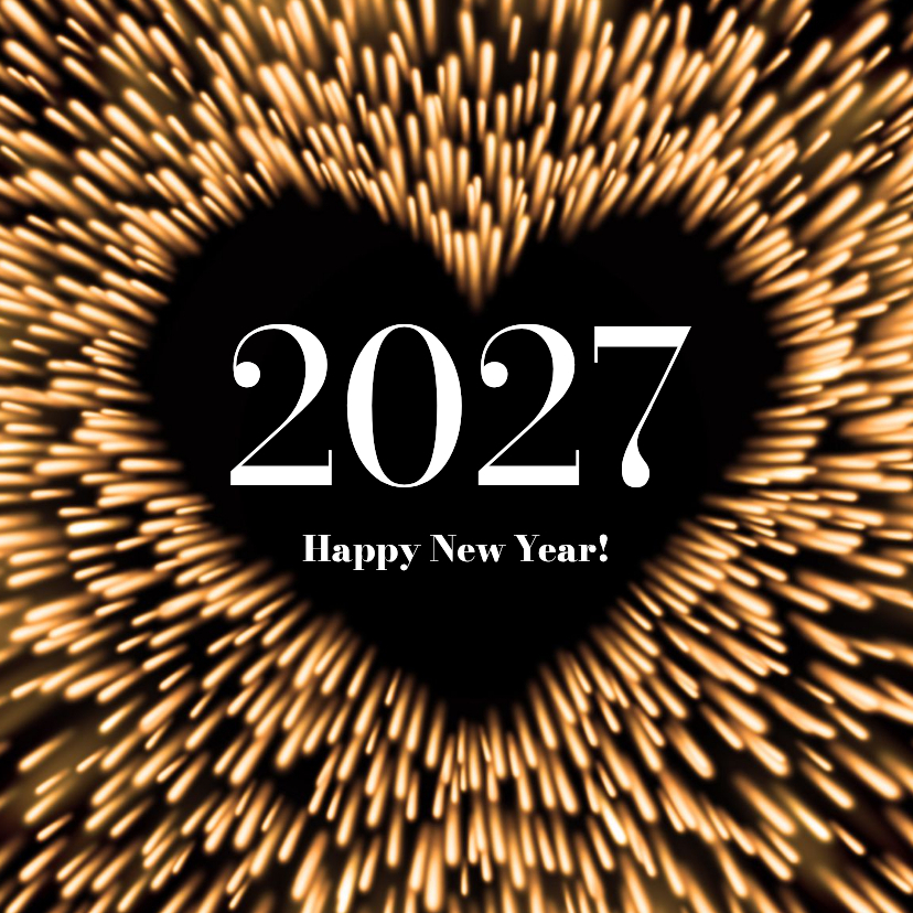Nieuwjaarskaart stralend hart 2027 - Nieuwjaarskaarten Nieuwjaarskaarten - Nieuwjaarskaart stralend hart 2027