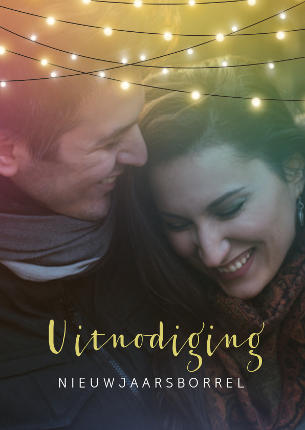 Nieuwjaarskaart uitnodiging, sfeervol met die leuke lampjes - Nieuwjaarskaarten Nieuwjaarskaarten - Nieuwjaarskaart uitnodiging, sfeervol met die leuke lampjes