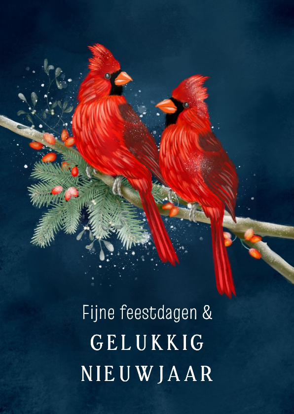 Nieuwjaarskaarten - Nieuwjaarskaart vogel rode kardinaal