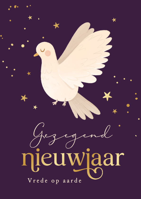 Nieuwjaarskaart vredesduif liefde sterren gezegend nieuwjaar - Nieuwjaarskaarten Nieuwjaarskaarten - Nieuwjaarskaart vredesduif liefde sterren gezegend nieuwjaar