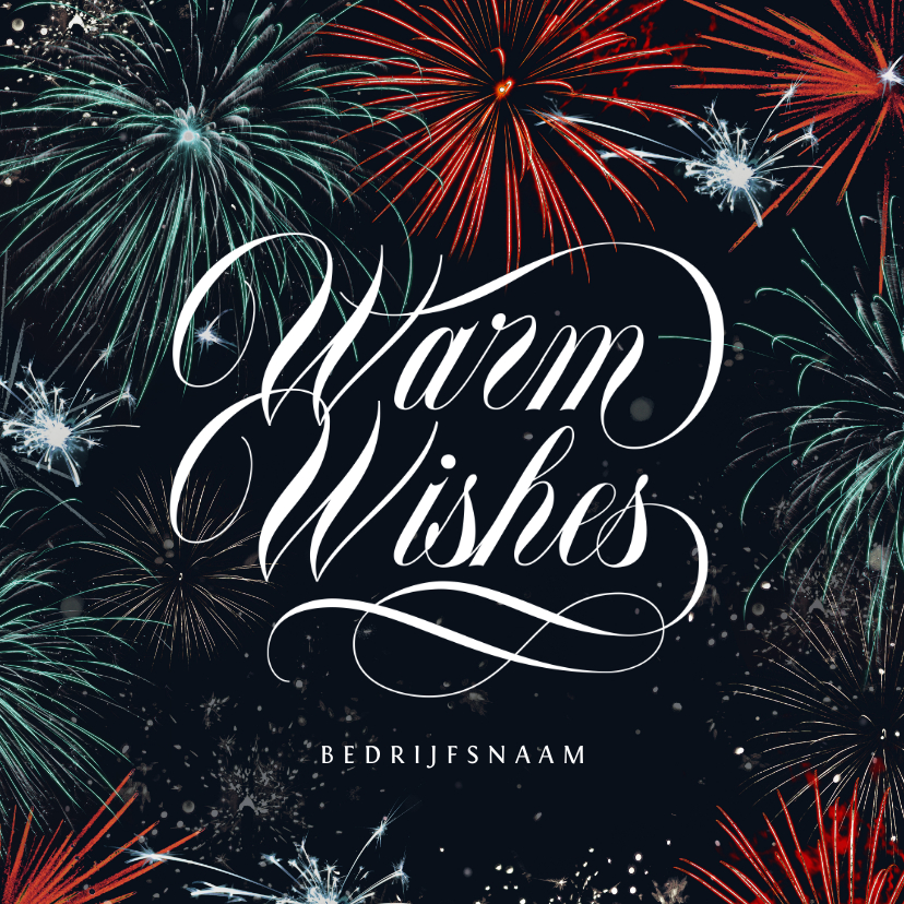 Nieuwjaarskaarten - Nieuwjaarskaart vuurwerk stijlvol zakelijk warm wishes