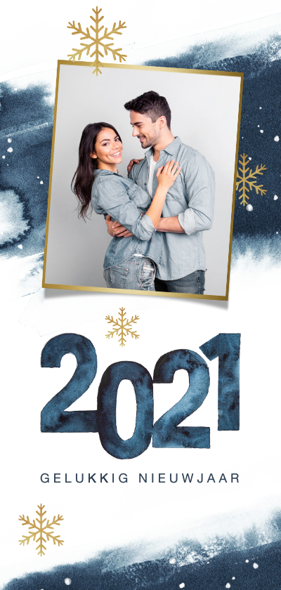 Nieuwjaarskaart waterverf sterren sneeuwvlokken 2020 foto - Nieuwjaarskaarten Nieuwjaarskaarten - Nieuwjaarskaart waterverf sterren sneeuwvlokken 2020 foto