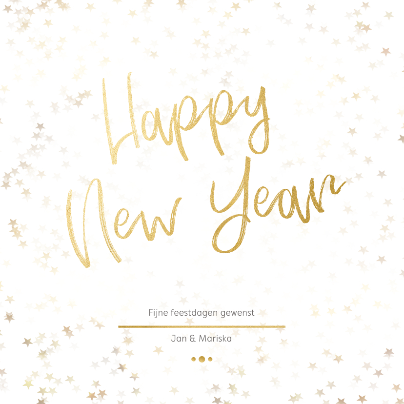 Nieuwjaarskaart wit en goud - Nieuwjaarskaarten Nieuwjaarskaarten - Nieuwjaarskaart wit en goud