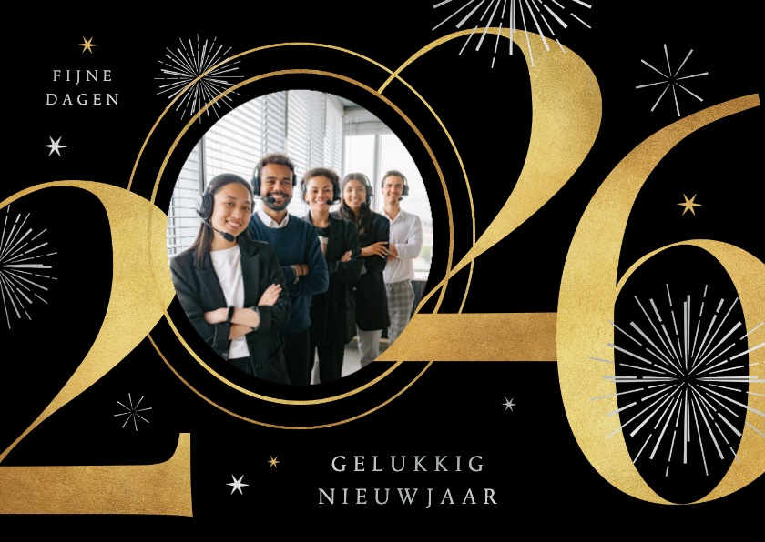 Nieuwjaarskaarten - Nieuwjaarskaart zakelijk 2026 goud voorwerk grafisch