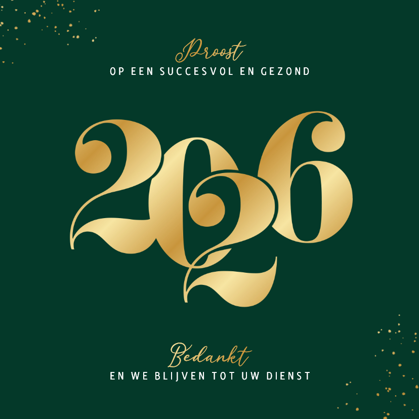 Nieuwjaarskaarten - Nieuwjaarskaart zakelijk 2026 grafisch stijlvol goud 