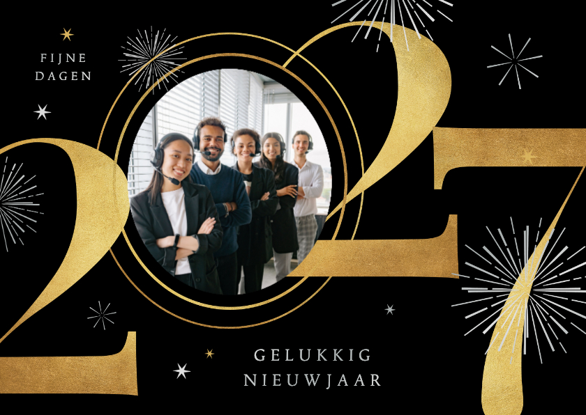 Nieuwjaarskaarten - Nieuwjaarskaart zakelijk 2027 goud voorwerk grafisch