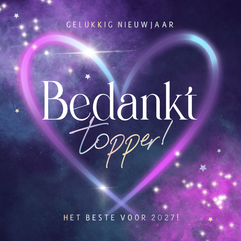 Nieuwjaarskaart zakelijk bedankt topper hart vuurwerk spark - Nieuwjaarskaarten Nieuwjaarskaarten - Nieuwjaarskaart zakelijk bedankt topper hart vuurwerk spark