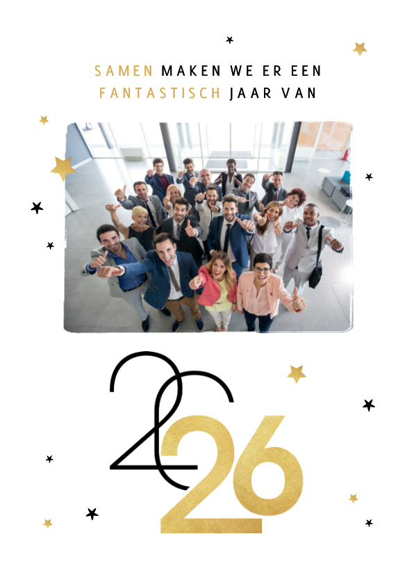 Nieuwjaarskaarten - Nieuwjaarskaart zakelijk sterren 2026 grafisch modern