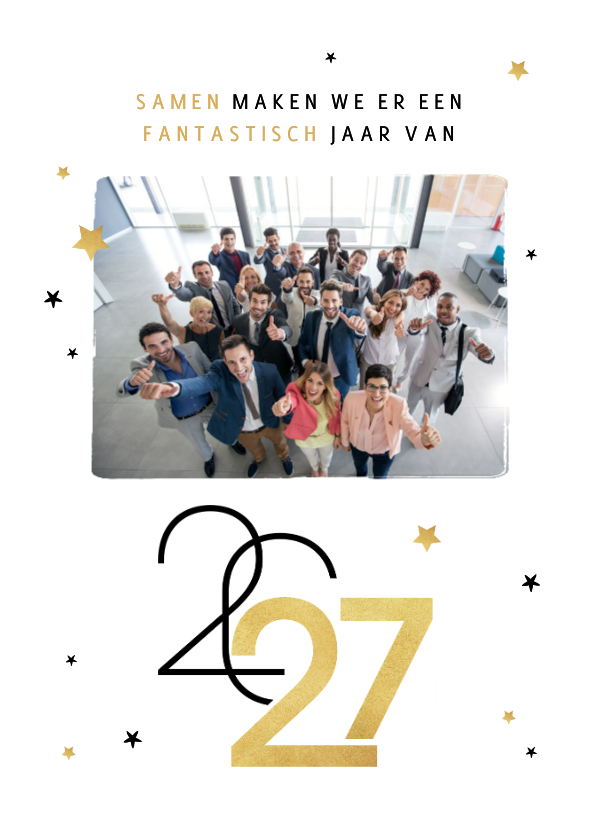 Nieuwjaarskaart zakelijk sterren 2027 grafisch modern - Nieuwjaarskaarten Nieuwjaarskaarten - Nieuwjaarskaart zakelijk sterren 2027 grafisch modern