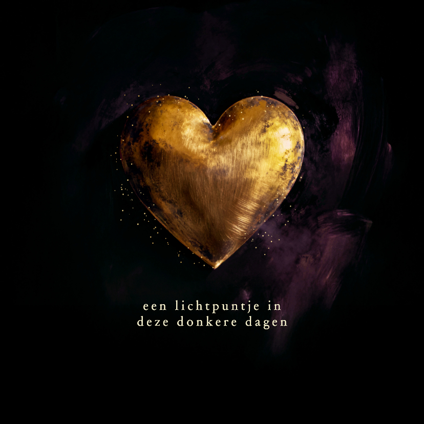 Nieuwjaarskaarten - Nieuwjaarskaartje gouden hart lichtpuntje 