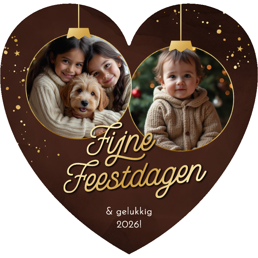 Nieuwjaarskaartje hart fijne feestdagen met foto bal - Nieuwjaarskaarten Nieuwjaarskaarten - Nieuwjaarskaartje hart fijne feestdagen met foto bal