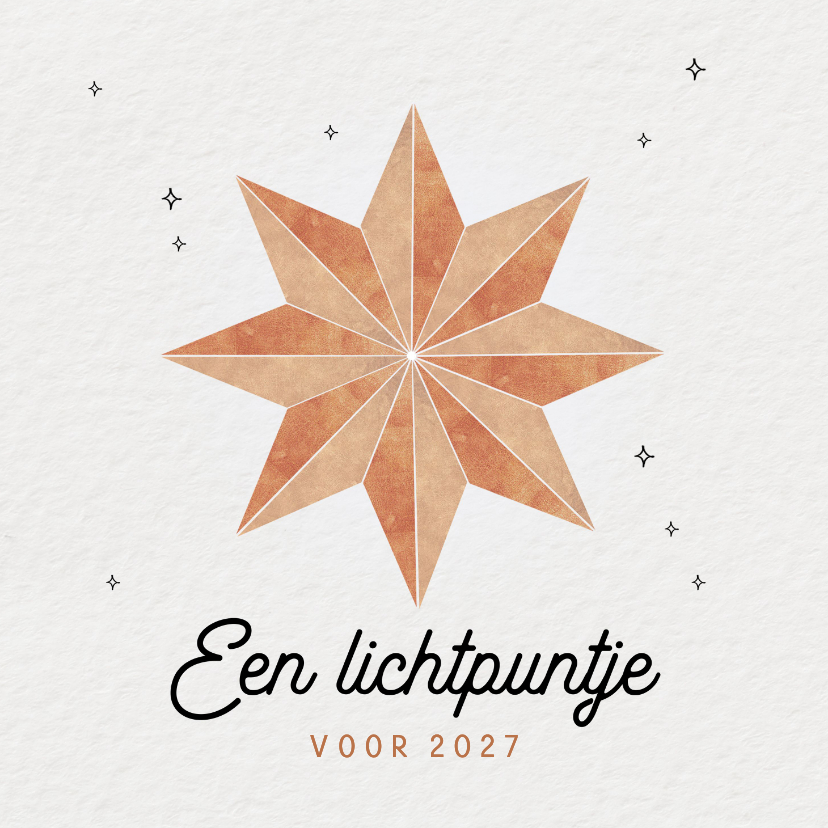 Nieuwjaarskaartje lichtpuntje voor 2027 kerstster brons - Nieuwjaarskaarten Nieuwjaarskaarten - Nieuwjaarskaartje lichtpuntje voor 2027 kerstster brons